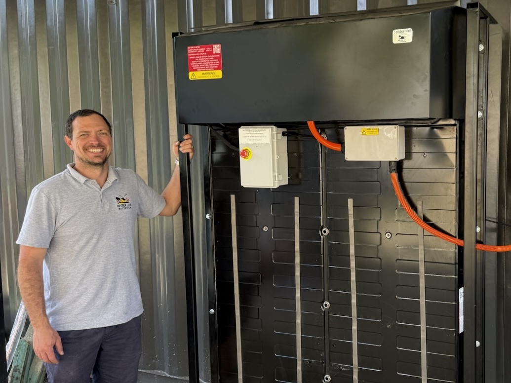 Sam Hamilton-Smith on-site with a Better Life Batteries installation