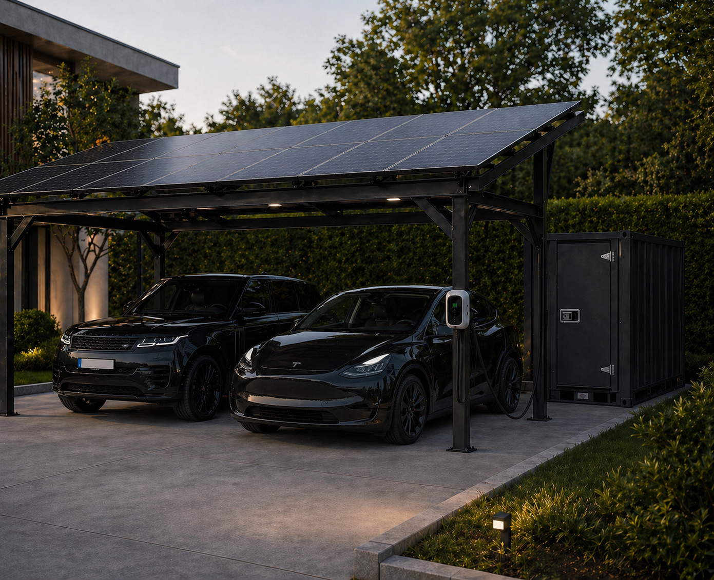Solar carport with EV charging